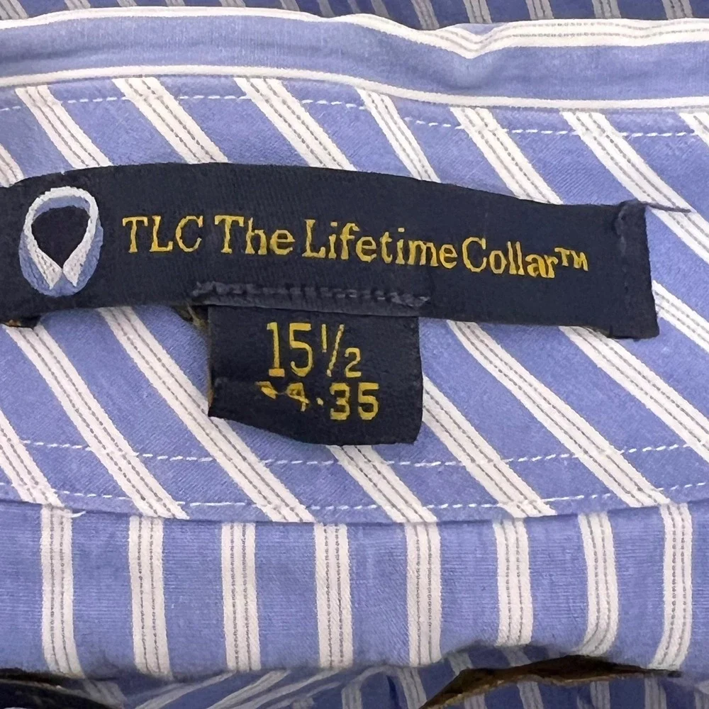 Tommy Hilfiger‎ Button Down Shirt Mens 15.5 34-35 Blue White Striped Excellent